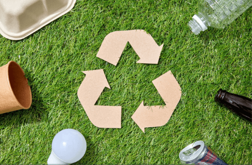 A recycling symbol.