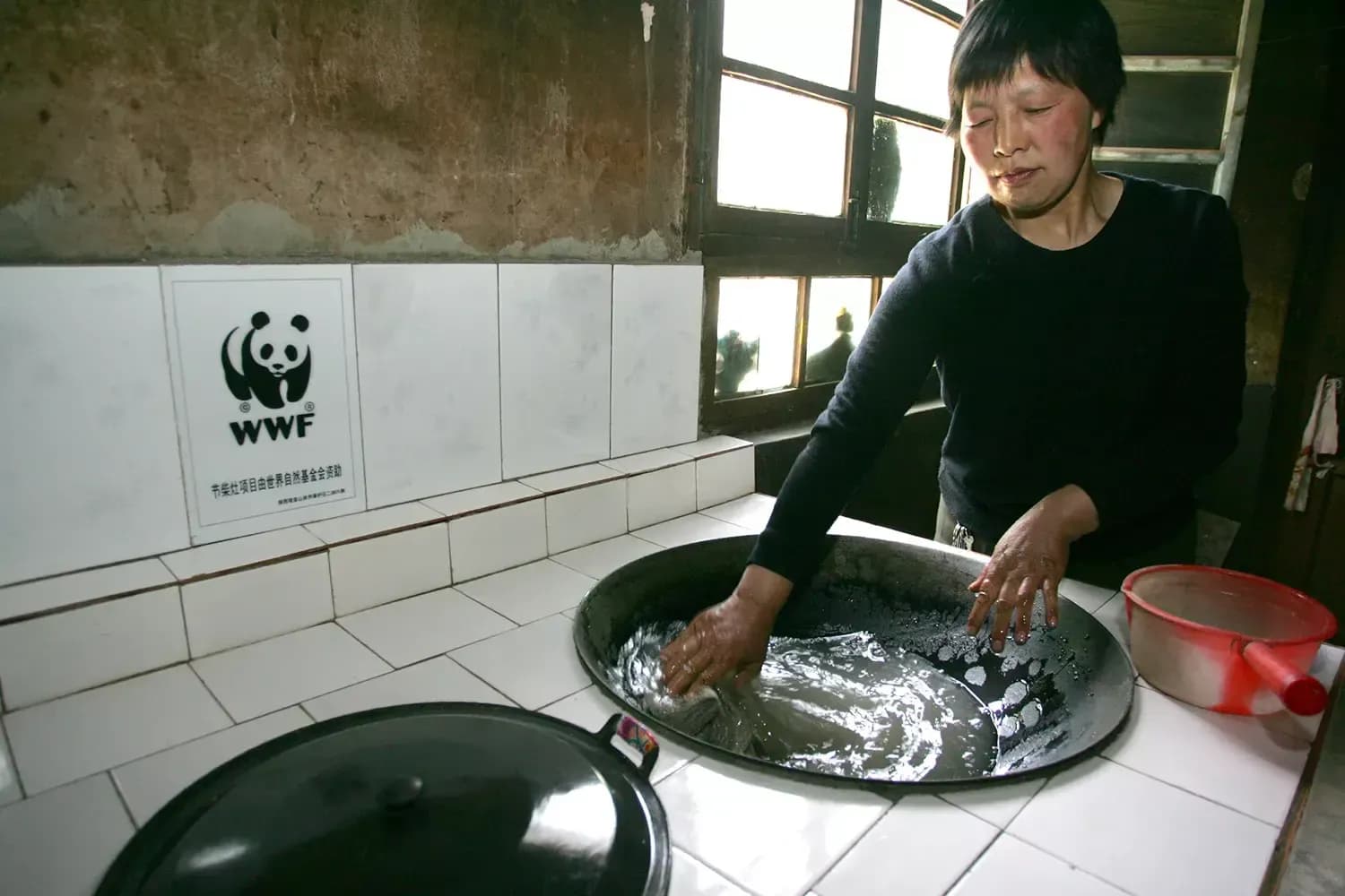 Chinese person cleaning.