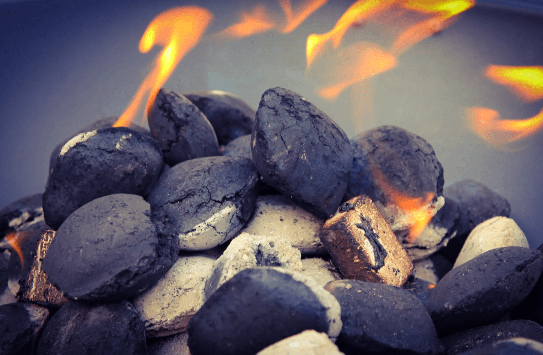 Burning coal.