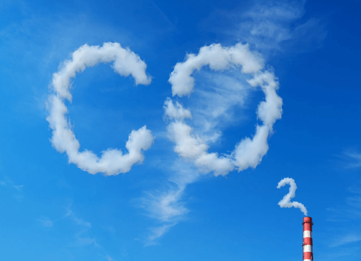 Clouds shaping the word "CO2".