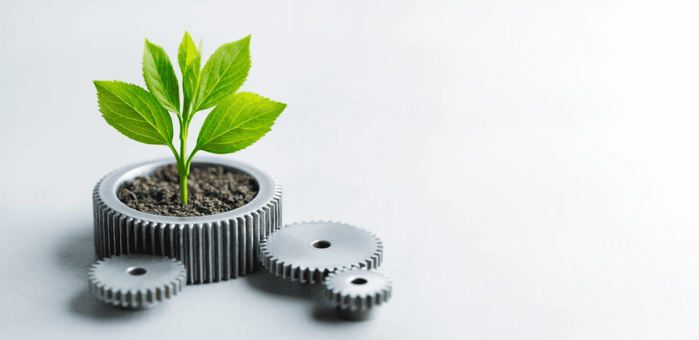 Gears and a plant.
