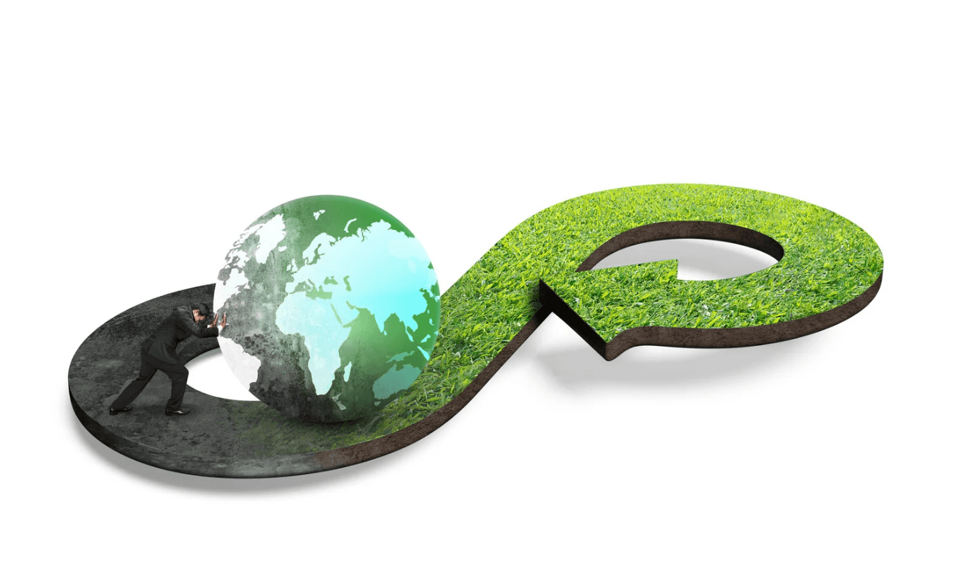 A person pushes a globe around.